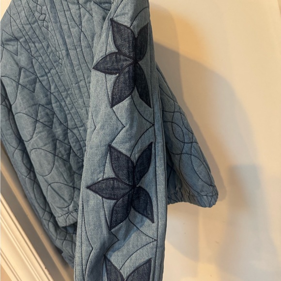 Free People Quinn Quilted Cotton Denim Bomber Jacket Womens Small - Picture 8 of 8